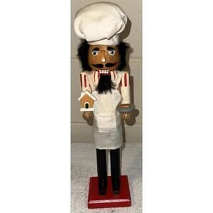 Vintage Wooden Chef Themed Christmas Nutcracker 15"  Tall Decoration